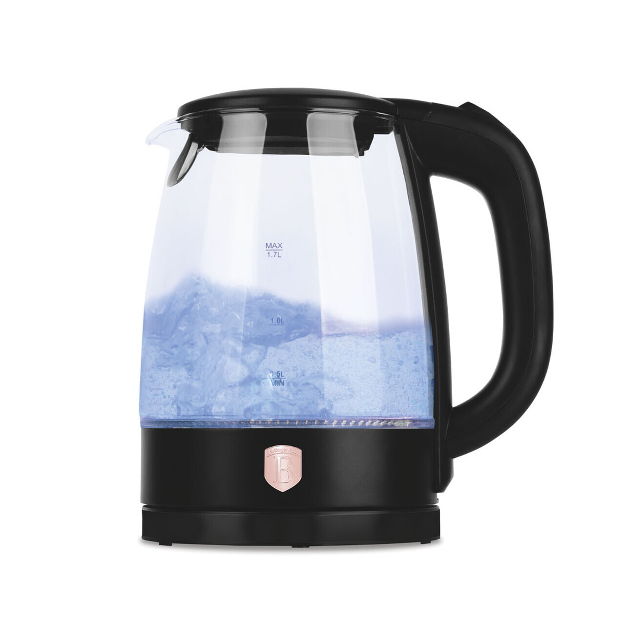 Ceainic electric Berlinger Haus, Black Rose, 1.7 L, sticla borosilicata, negru/transparent - imagine 3